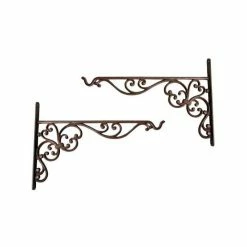 Pair of 35cm Hanging Basket Brackets - Cast Iron Hook