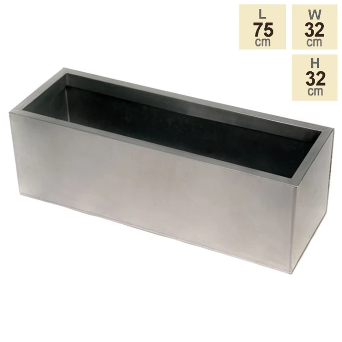 75cm Zinc Galvanised Silver Trough Planter - By Primrose™ 2 75cm Zinc Galvanised Silver Trough Planter - By Primrose™ - Image 2