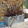 100cm Zinc Galvanised Silver Trough Planter - By Primrose™