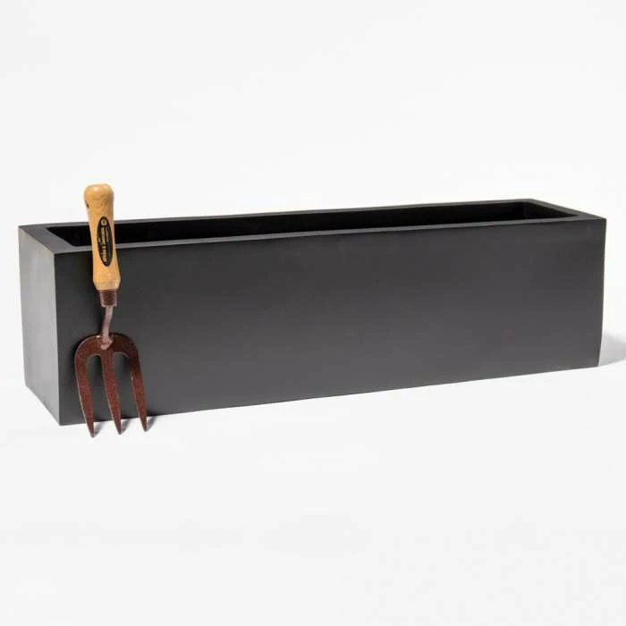 70cm Zinc Galvanised Black Trough Planter - By Primrose™ 3 70cm Zinc Galvanised Black Trough Planter - By Primrose™ - Image 3
