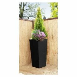 H90cm Zinc Galvanised Black Flared Square Planter - By Primrose™ 8 H90cm Zinc Galvanised Black Flared Square Planter - By Primrose™ -Cheap PLANTERS Store PP0007LA add image 2 c469
