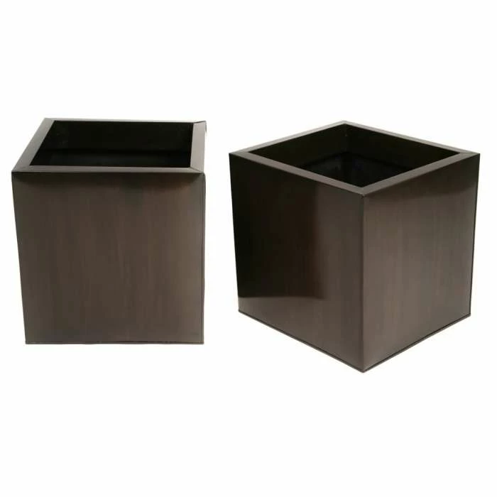 50cm Zinc Galvanised Mocha Brown Cube Planter - By Primrose™ 4 50cm Zinc Galvanised Mocha Brown Cube Planter - By Primrose™ - Image 4