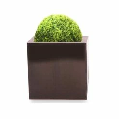 50cm Zinc Galvanised Mocha Brown Cube Planter - By Primrose™