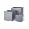 H70cm Large Cube Fibreglass/Resin Planters - Aluminium