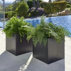 40cm Zinc Galvanised Large Black Cube Planter by Primrose™ -Cheap PLANTERS Store PP0078L add image 1 3d1b