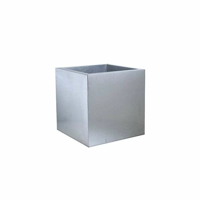 40cm Zinc Galvanised Silver Cube Planters - By Primrose™ 8 40cm Zinc Galvanised Silver Cube Planters - By Primrose™ - Image 8