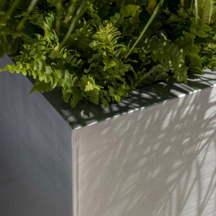50cm Zinc Galvanised Silver Cube Planter - By Primrose™ 2 50cm Zinc Galvanised Silver Cube Planter - By Primrose™ - Image 2