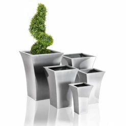 H56cm Zinc Galvanised Silver Flared Square Planter - By Primrose™ 6 H56cm Zinc Galvanised Silver Flared Square Planter - By Primrose™ -Cheap PLANTERS Store PP0250L add image 2 afa3