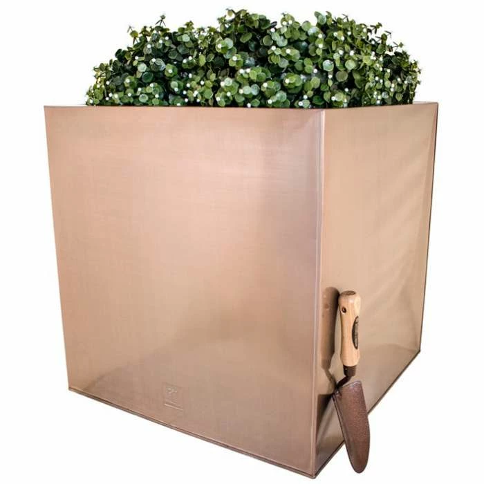 60cm Zinc Galvanised Cube Planter in a Copper Finish by Primrose™ 4 60cm Zinc Galvanised Cube Planter in a Copper Finish by Primrose™ - Image 4