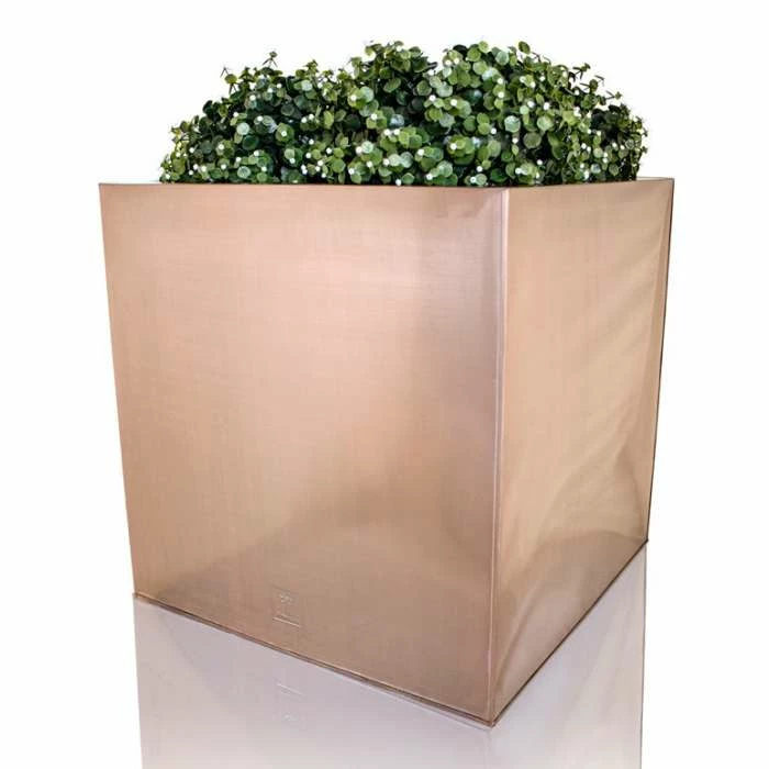 60cm Zinc Galvanised Cube Planter in a Copper Finish by Primrose™ 5 60cm Zinc Galvanised Cube Planter in a Copper Finish by Primrose™ - Image 5