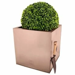 40cm Zinc Galvanised Cube Planter in a Copper Finish by Primrose™ -Cheap PLANTERS Store PP0264L add image 2 a403