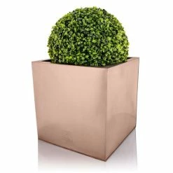 30cm Zinc Galvanised Cube Planter in a Copper Finish by Primrose™ -Cheap PLANTERS Store PP0264M add image 3 2b9d