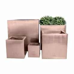 30cm Zinc Galvanised Cube Planter in a Copper Finish by Primrose™ -Cheap PLANTERS Store PP0264M add image 4 7123