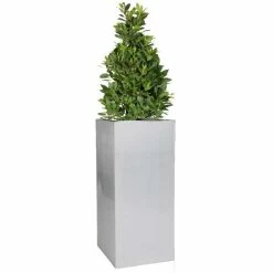 H100cm Zinc Galvanised Tall Silver Cube Planter - By Primrose™