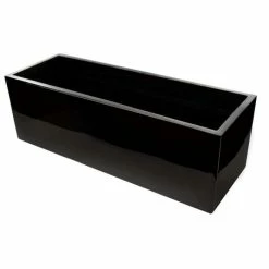 80cm Gloss Fibreglass Trough Planter in Black - By Primroseâ„¢