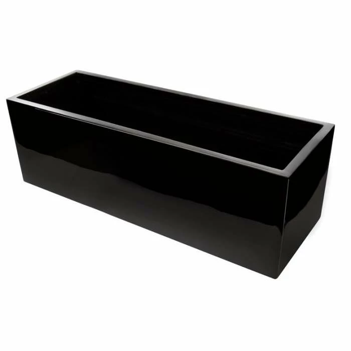 80cm Gloss Fibreglass Trough Planter in Black - By Primrose™ 1 80cm Gloss Fibreglass Trough Planter in Black - By Primrose™