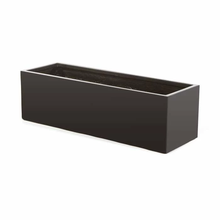 100cm Fibreglass Trough Planter in Matt Black - By Primrose™ 1 100cm Fibreglass Trough Planter in Matt Black - By Primrose™
