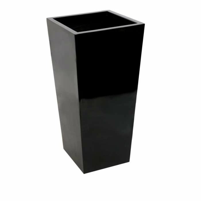 90cm x 40cm Gloss Tall Flared Square Fibreglass Planter in Black - by Primrose™ 4 90cm x 40cm Gloss Tall Flared Square Fibreglass Planter in Black - by Primrose™ - Image 4