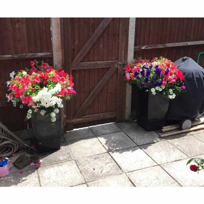 60cm x 34cm Gloss Tall Flared Square Fibreglass Planter in Black - By Primrose™ 3 60cm x 34cm Gloss Tall Flared Square Fibreglass Planter in Black - By Primrose™ - Image 3