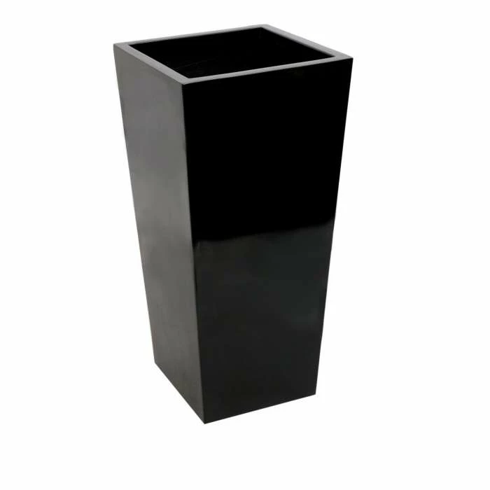 60cm x 34cm Gloss Tall Flared Square Fibreglass Planter in Black - By Primrose™ 1 60cm x 34cm Gloss Tall Flared Square Fibreglass Planter in Black - By Primrose™
