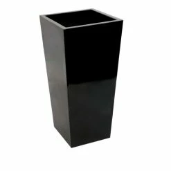 1.2m x 43cm Gloss Tall Flared Square Fibreglass Planter Black - By Primrose™