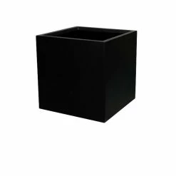 H60cm Fibreglass Cube Planter in Matt Black - By Primroseâ„¢