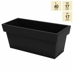 40cm Zinc Edge Black Trough Planters - By Primrose™ -Cheap PLANTERS Store PP0440S 3255