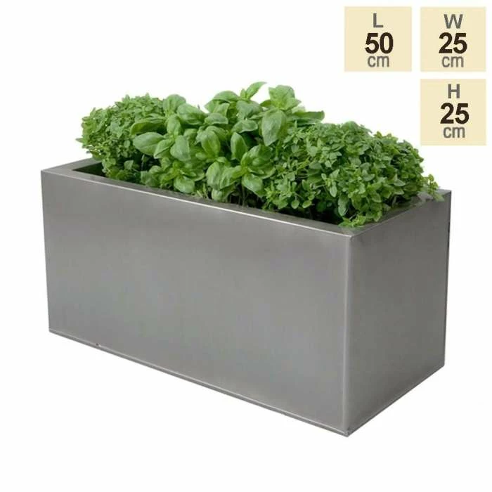 50cm Zinc Silver Kitchen Herb Planter - By Primrose™ 2 50cm Zinc Silver Kitchen Herb Planter - By Primrose™ - Image 2