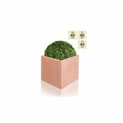 40cm Terracotta Fibrecotta Large Cube Planter