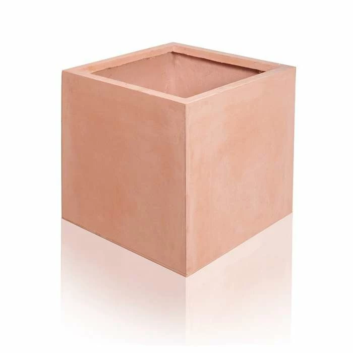 30cm Terracotta Fibrecotta Medium Cube Planter 5 30cm Terracotta Fibrecotta Medium Cube Planter - Image 5