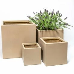 40cm Fibrecotta Sand Large Cube Planter -Cheap PLANTERS Store PP0453L add image 5 27f8