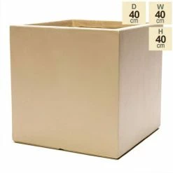 40cm Fibrecotta Sand Large Cube Planter -Cheap PLANTERS Store PP0453h40 93b4
