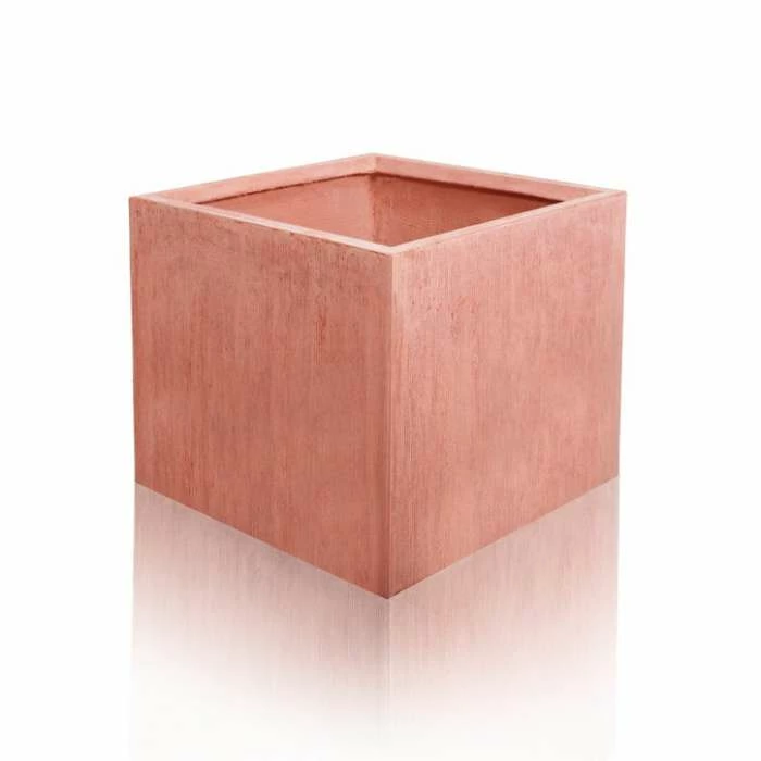 40cm Terracotta Fibrecotta Textured Large Cube Planter 2 40cm Terracotta Fibrecotta Textured Large Cube Planter - Image 2
