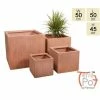 50cm Terracotta Fibrecotta Textured XL Cube Planter