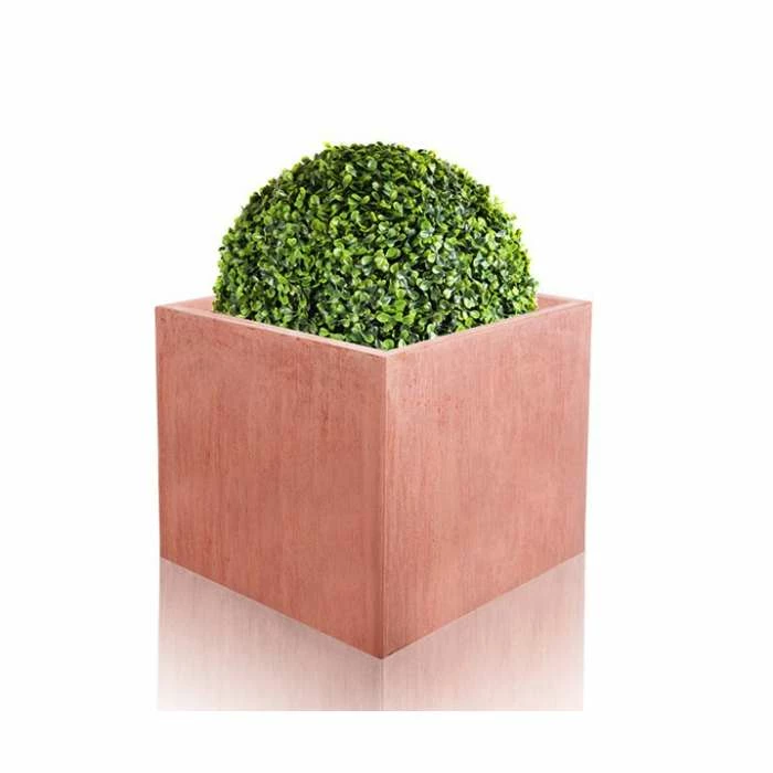 50cm Terracotta Fibrecotta Textured XL Cube Planter 2 50cm Terracotta Fibrecotta Textured XL Cube Planter - Image 2
