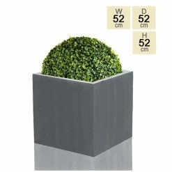 52cm Polystone Grey Cube Planter