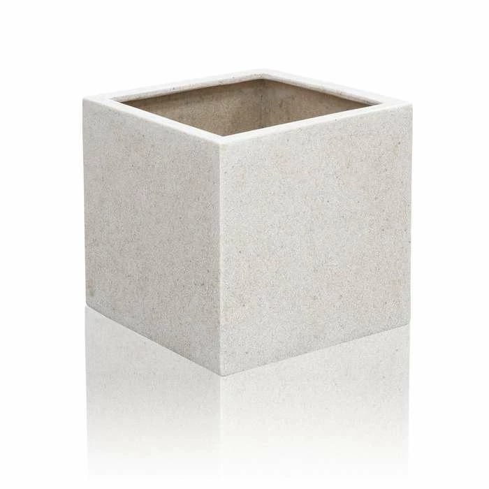 H52cm Poly-Terrazzo XL White Cube Planter 4 H52cm Poly-Terrazzo XL White Cube Planter - Image 4
