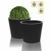 50cm Polystone Large Black Round Planter