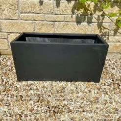 80cm Polystone Small Grey Trough Planter