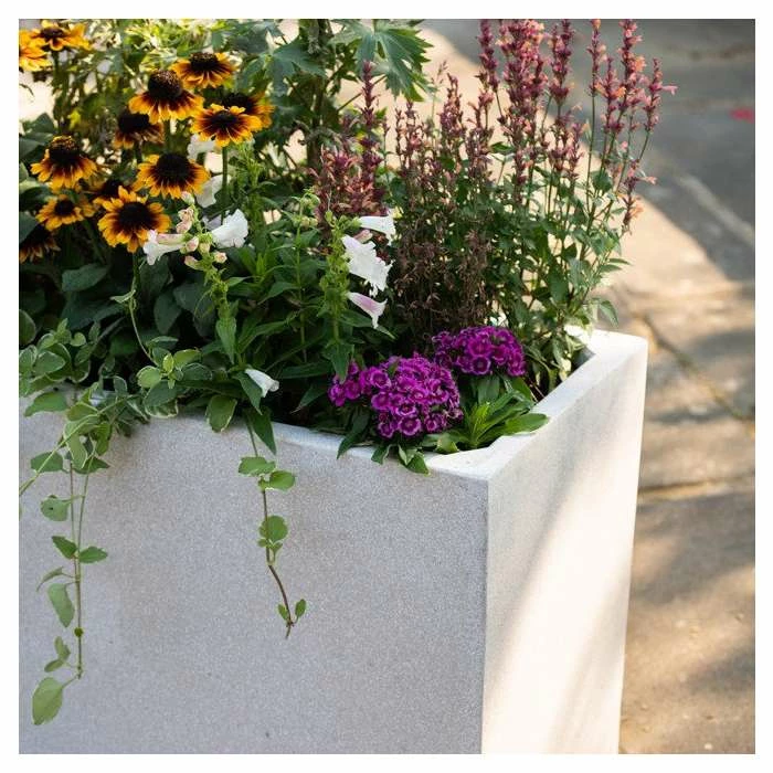 100cm Poly-Terrazzo Large White Trough Planter 2 100cm Poly-Terrazzo Large White Trough Planter - Image 2
