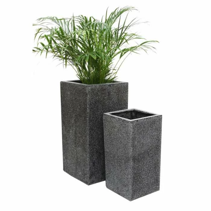 79cm Poly-Terrazzo Large Black Tall Cube Planter 6 79cm Poly-Terrazzo Large Black Tall Cube Planter - Image 6