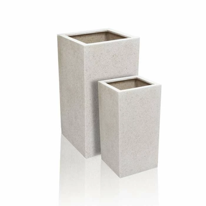 79cm Polyterrazzo Large White Tall Cube Planter 5 79cm Polyterrazzo Large White Tall Cube Planter - Image 5