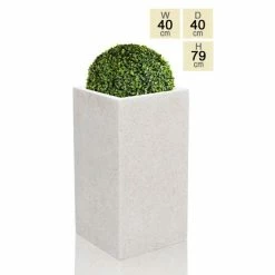 79cm Polyterrazzo Large White Tall Cube Planter
