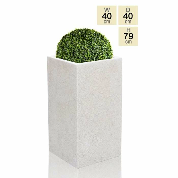 79cm Polyterrazzo Large White Tall Cube Planter 1 79cm Polyterrazzo Large White Tall Cube Planter