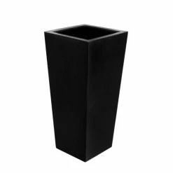 91cm Polystone Tall Black Flared Square Planter
