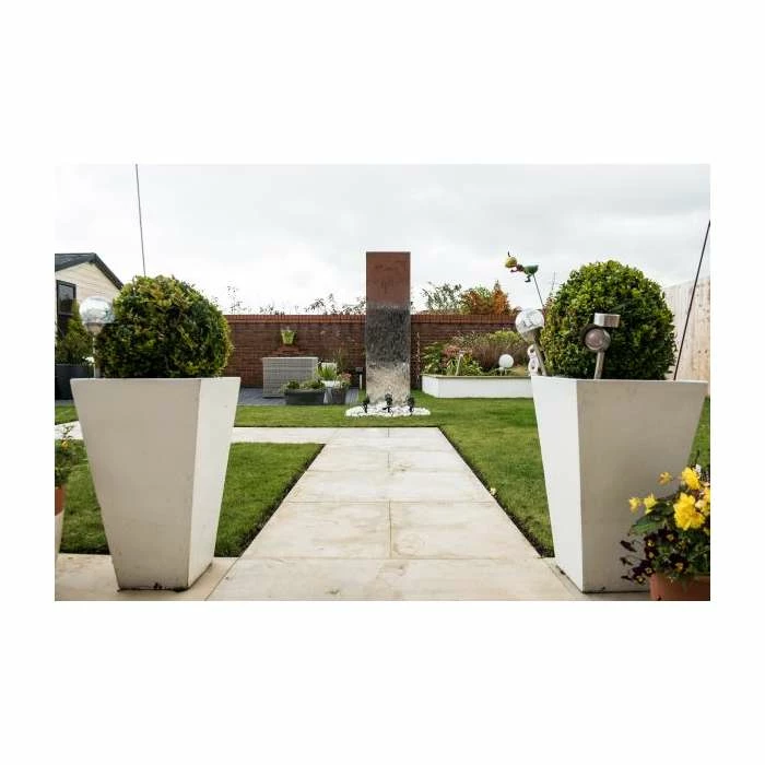91cm Polyterrazzo White Tall Flared Square Planter 5 91cm Polyterrazzo White Tall Flared Square Planter - Image 5