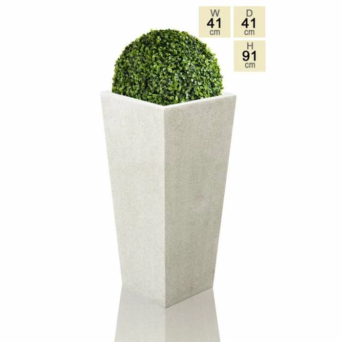 91cm Polyterrazzo White Tall Flared Square Planter 1 91cm Polyterrazzo White Tall Flared Square Planter