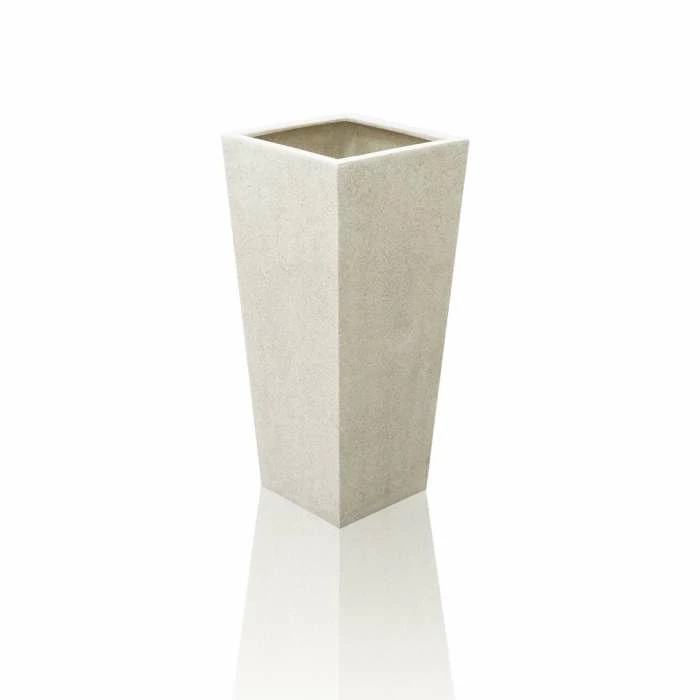 91cm Polyterrazzo White Tall Flared Square Planter 2 91cm Polyterrazzo White Tall Flared Square Planter - Image 2