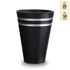 H38cm Tall Round Black Zinc Planter - By Primrose™ -Cheap PLANTERS Store PP0521S 1663