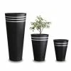 H38cm Tall Round Black Zinc Planter - By Primrose™